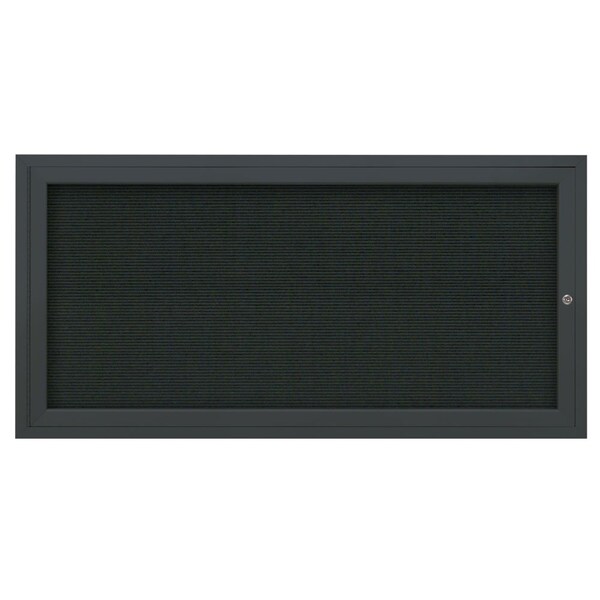 72"x36" 3-Door Enclosed Outdoor Letterboard, Hdr, Black Felt/Black